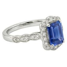Emerald Solitaire Sapphire Ring With Accents Flower Style 3 Carats