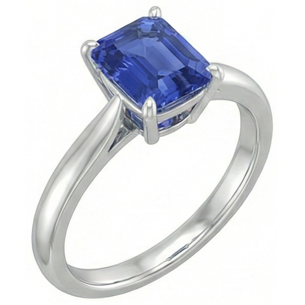 Emerald Solitaire Srilanka Sapphire Engagement Ring 1.50 Carats