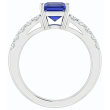 Emerald Solitaire With Natural Earth Mined Diamond Accents Ring Blue Sapphire 3.50 Carats