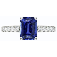 Emerald Solitaire With Natural Earth Mined Diamond Accents Ring Blue Sapphire 3.50 Carats