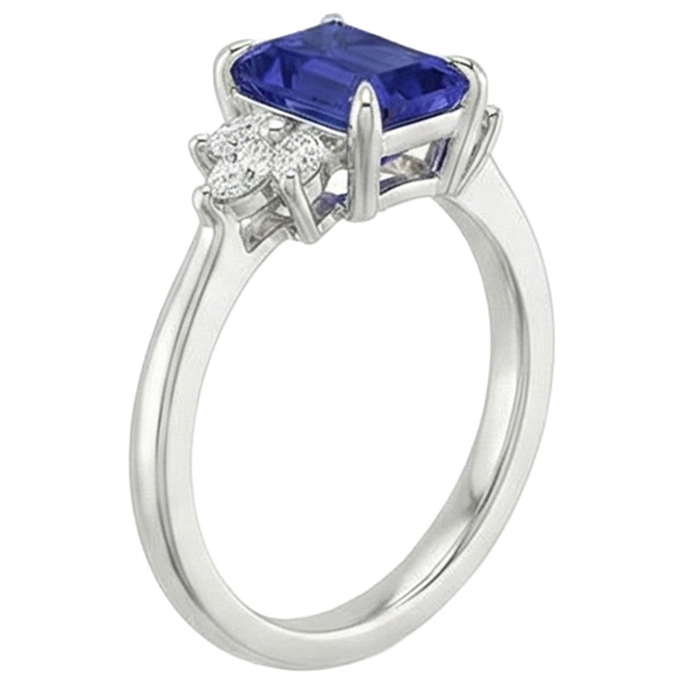 Emerald Sri Lankan Sapphire Natural Earth Mined Diamond Engagement Ring 2.50 Carats