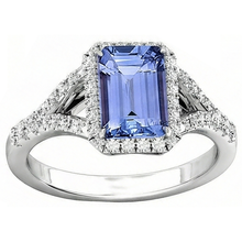 Emerald Tanzanite 4.10 Carats Natural Earth Mined DIAMOND ( NOT LAB GROWN )s Engagement Ring White Gold 14K