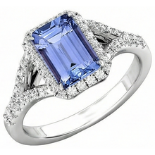 Emerald Tanzanite 4.10 Carats Natural Earth Mined DIAMOND ( NOT LAB GROWN )s Engagement Ring White Gold 14K