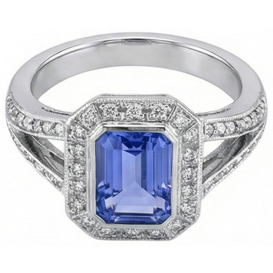 Emerald Tanzanite Natural Earth Mined DIAMOND ( NOT LAB GROWN )s 5.36 Carat Fancy Ring New