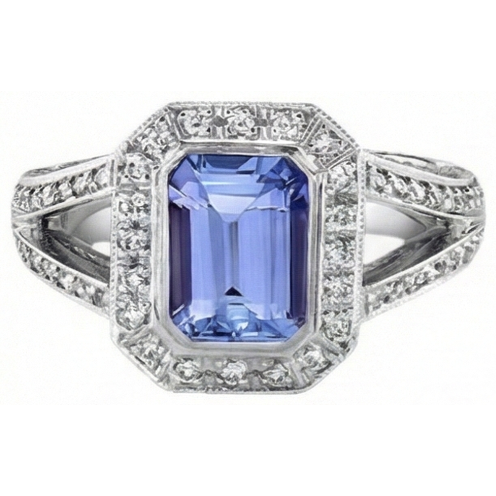 Emerald Tanzanite Natural Earth Mined DIAMOND ( NOT LAB GROWN )s 5.36 Carat Fancy Ring New