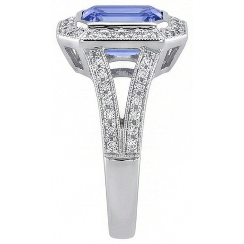 Emerald Tanzanite Natural Earth Mined DIAMOND ( NOT LAB GROWN )s 5.36 Carat Fancy Ring New