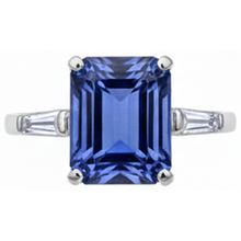Emerald Tanzanite & Baguette Natural Earth Mined DIAMOND ( NOT LAB GROWN ) Ring 12.12 Carats White Gold 14K