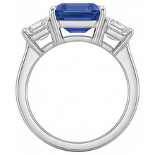 Emerald Three Stone Blue Sapphire Ring 3 Carats Gold Jewellery