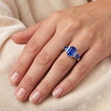 Emerald Three Stone Blue Sapphire Ring & Natural Earth Mined Diamonds 3 Carats