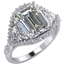 Emerald Trillion Natural Earth Mined Diamond Engagement Ring 3.95 Carats Brilliant Cut