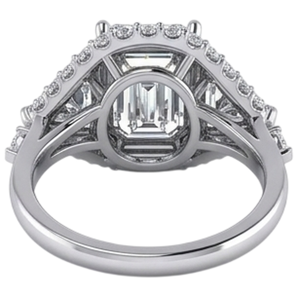 Emerald Trillion Natural Earth Mined Diamond Engagement Ring 3.95 Carats Brilliant Cut