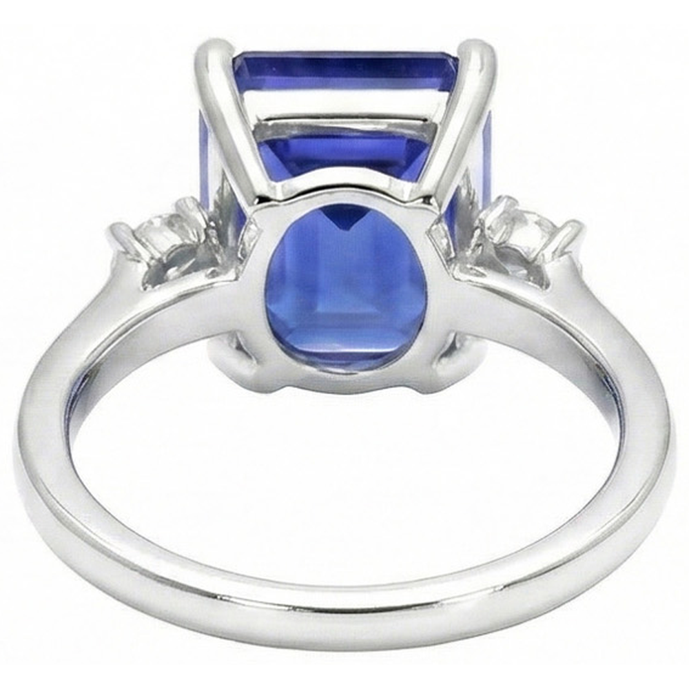 natural round sapphire 3ct ring profile view