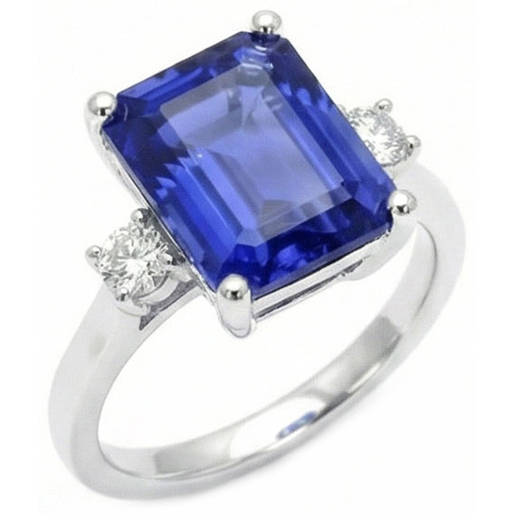 natural round sapphire 3ct ring front view