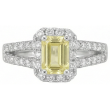 Emerald & Round Cut 4 Ct Yellow Sapphire Natural Earth Mined DIAMOND ( NOT LAB GROWN )s Ring White Gold 14K