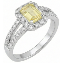Emerald & Round Cut 4 Ct Yellow Sapphire Natural Earth Mined DIAMOND ( NOT LAB GROWN )s Ring White Gold 14K
