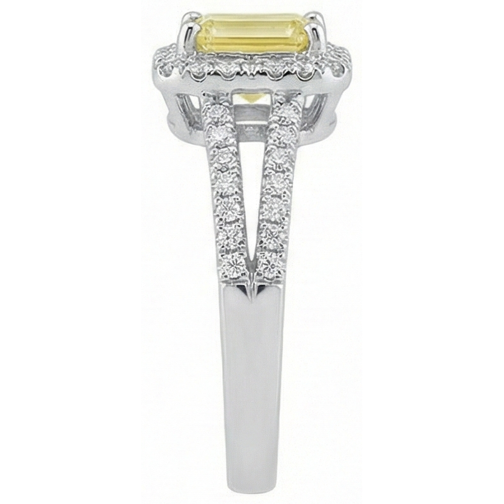 Emerald & Round Cut 4 Ct Yellow Sapphire Natural Earth Mined DIAMOND ( NOT LAB GROWN )s Ring White Gold 14K