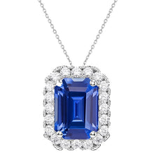 Cornflower Blue Sapphire Emerald Cut Gemstone Pendant in 14K White Gold – main view