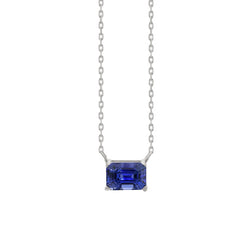 14K White Gold Gemstone Pendant with Royal Blue Sapphire – 1 ct
