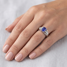 Emerald Cut Ceylon Sapphire With Round Natural Earth Mined DIAMOND ( NOT LAB GROWN )s 1.30 Ct Ring
