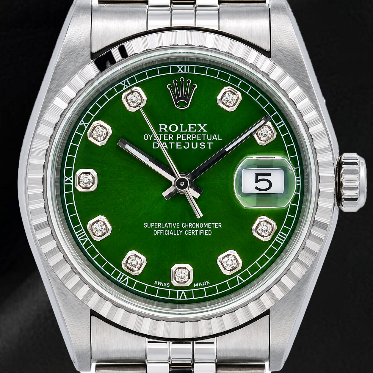 Rolex Datejust 16220 36mm Green Diamond Dial Stainless Steel Watch