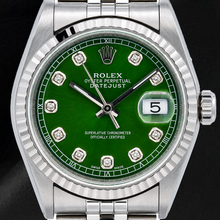 Rolex Datejust 16220 36mm Green Diamond Dial Stainless Steel Watch
