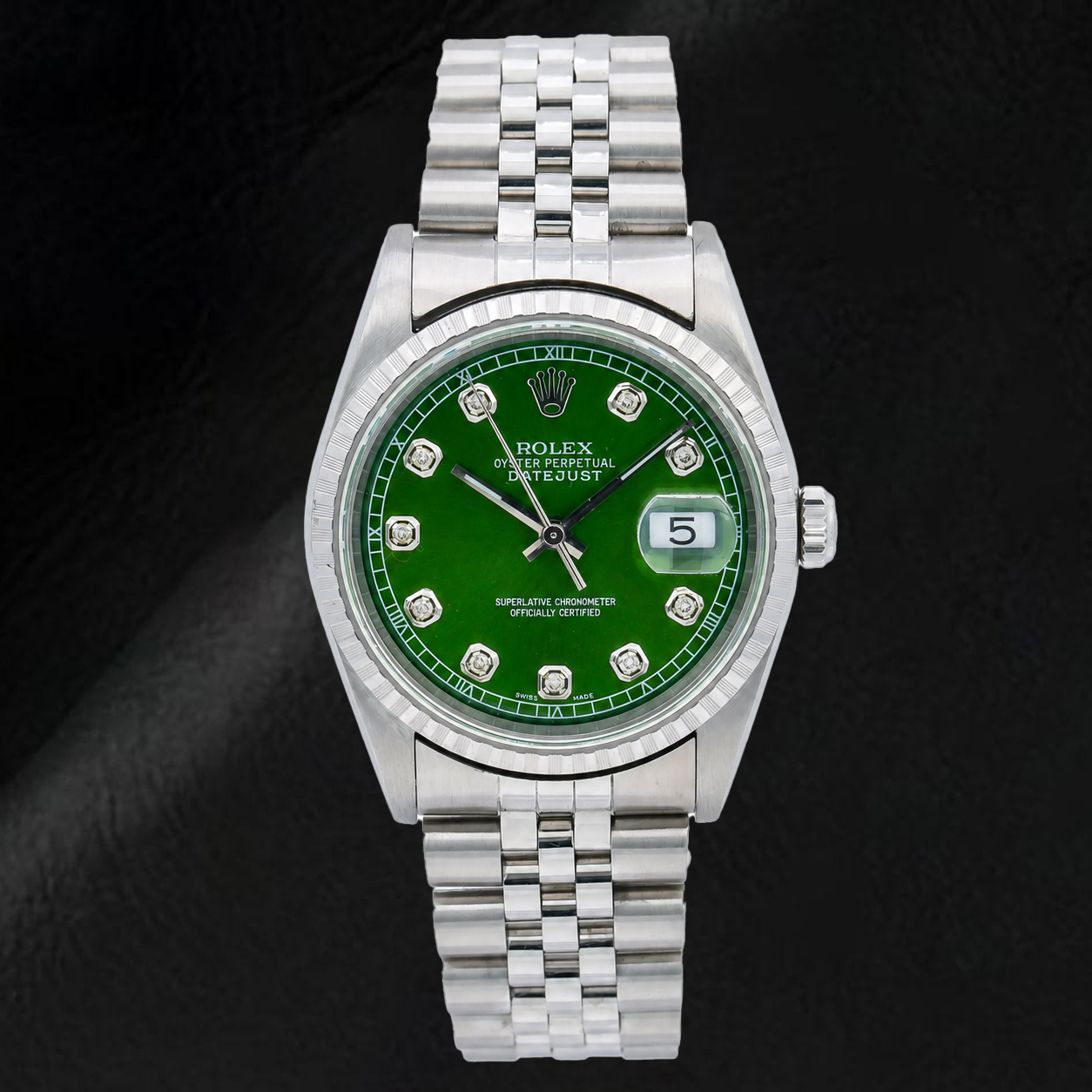 Rolex Datejust 16220 36mm Green Diamond Dial Stainless Steel Watch