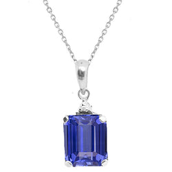 14K White Gold Gemstone Pendant with Cornflower Blue Sapphire