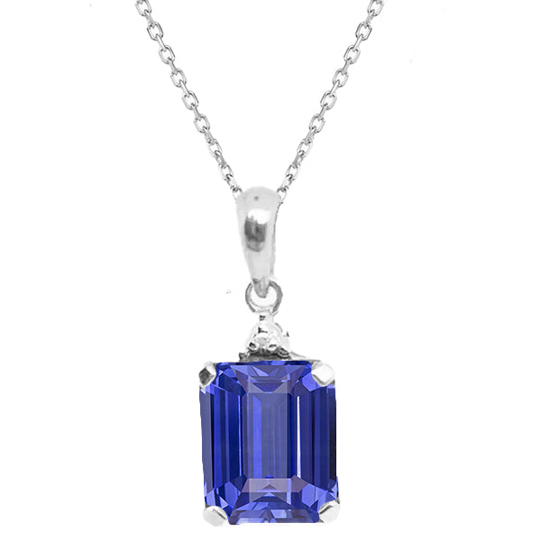 Cornflower Blue Sapphire Gemstone Pendant 2-ct 14K White Gold – main view