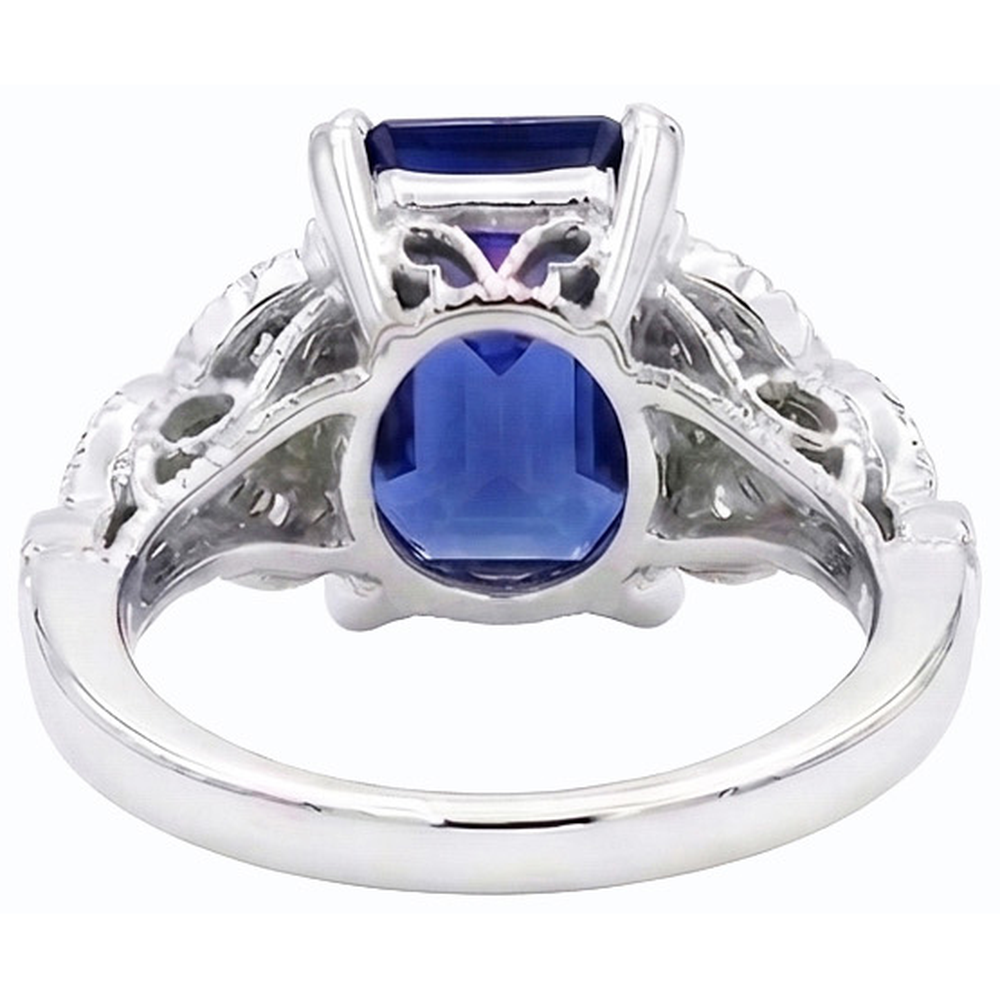 Emerald Gemstone Ring Ceylon Sapphire Leaf Style Natural Earth Mined Diamonds 3.50 Carats