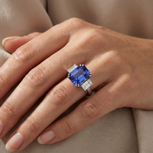 natural radiant sapphire 5ct ring with diamond accents