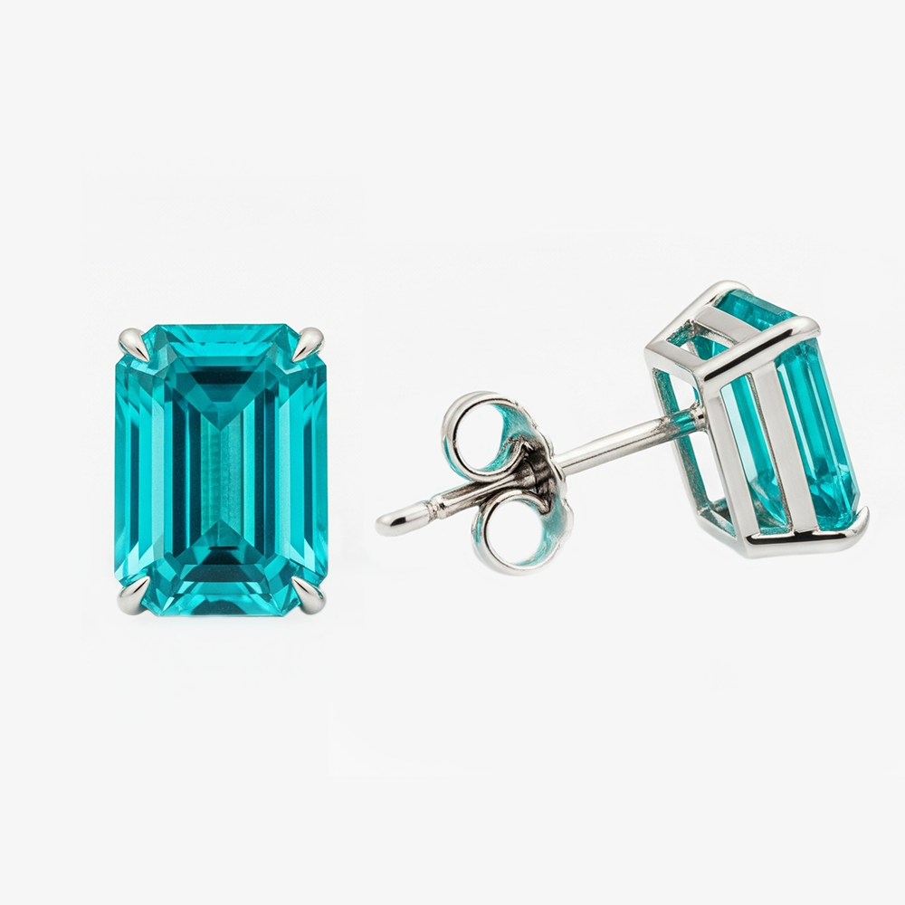 Gemstone Ring 14 Karat White Gold with Neon Paraiba – front view