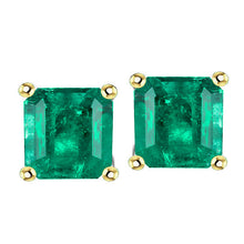Gemstone Earring 14 Karat Two Tone Gold with Colombian Emerald – main view