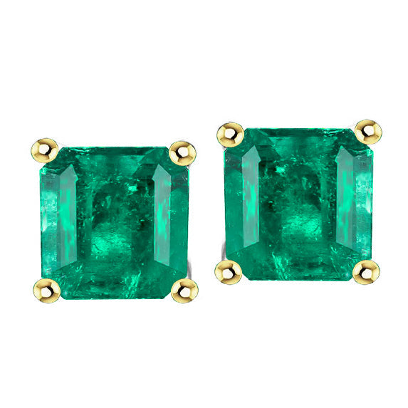 Gemstone Earring 14 Karat Two Tone Gold with Colombian Emerald – main view