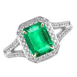 Sparkling Split Shank Fine Emerald Gemstone Ring – 2 ct 14 Karat