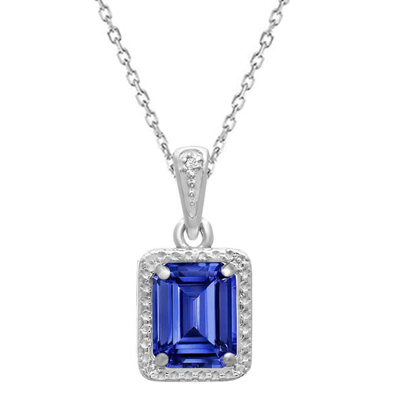 Cornflower Blue Sapphire Gemstone Pendant 1.50-ct 14K White Gold – main view