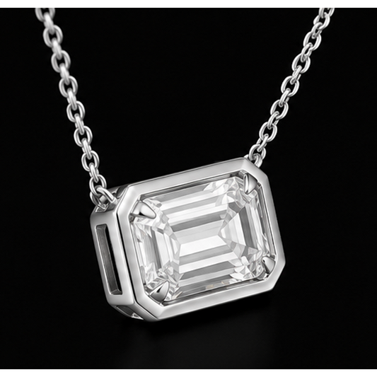 Emerald Cut 1 Carat Lab Grown Pendant 14K White Gold