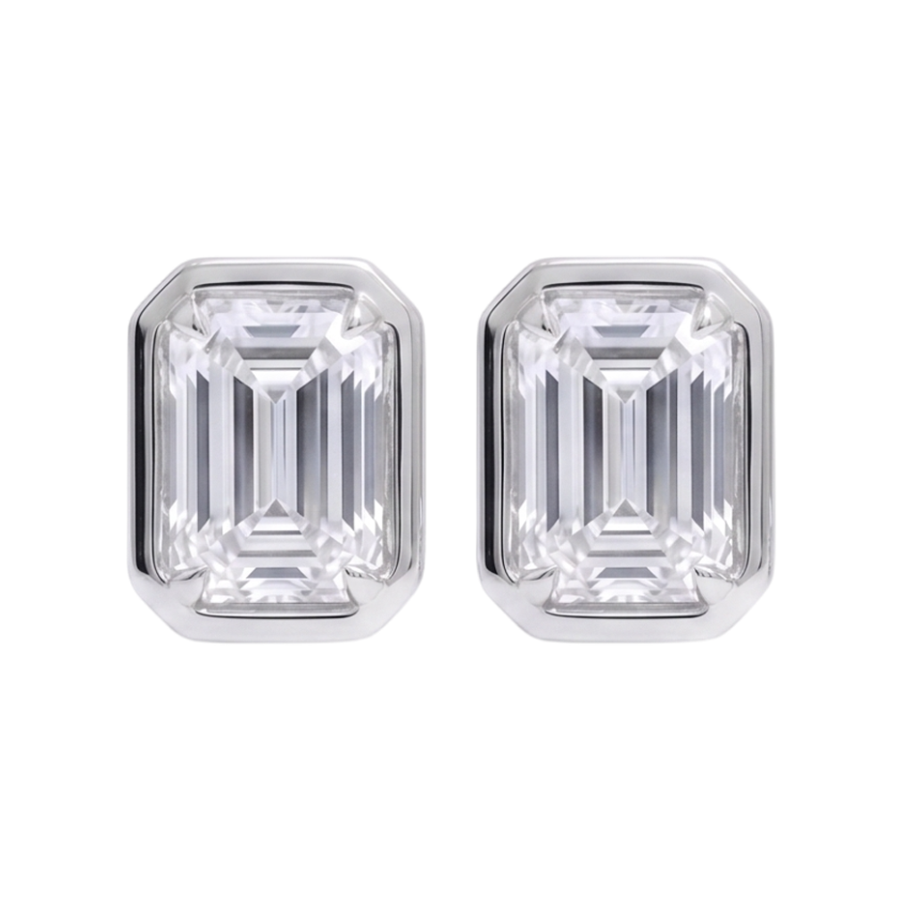 Emerald Cut 1.50 Carats Women Stud Lab Grown Diamonds 14K Earring White Gold
