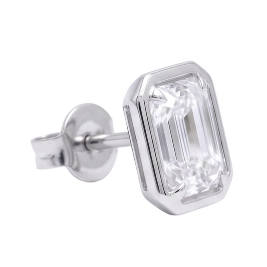 Emerald Cut 1.50 Carats Women Stud Lab Grown Diamonds 14K Earring White Gold