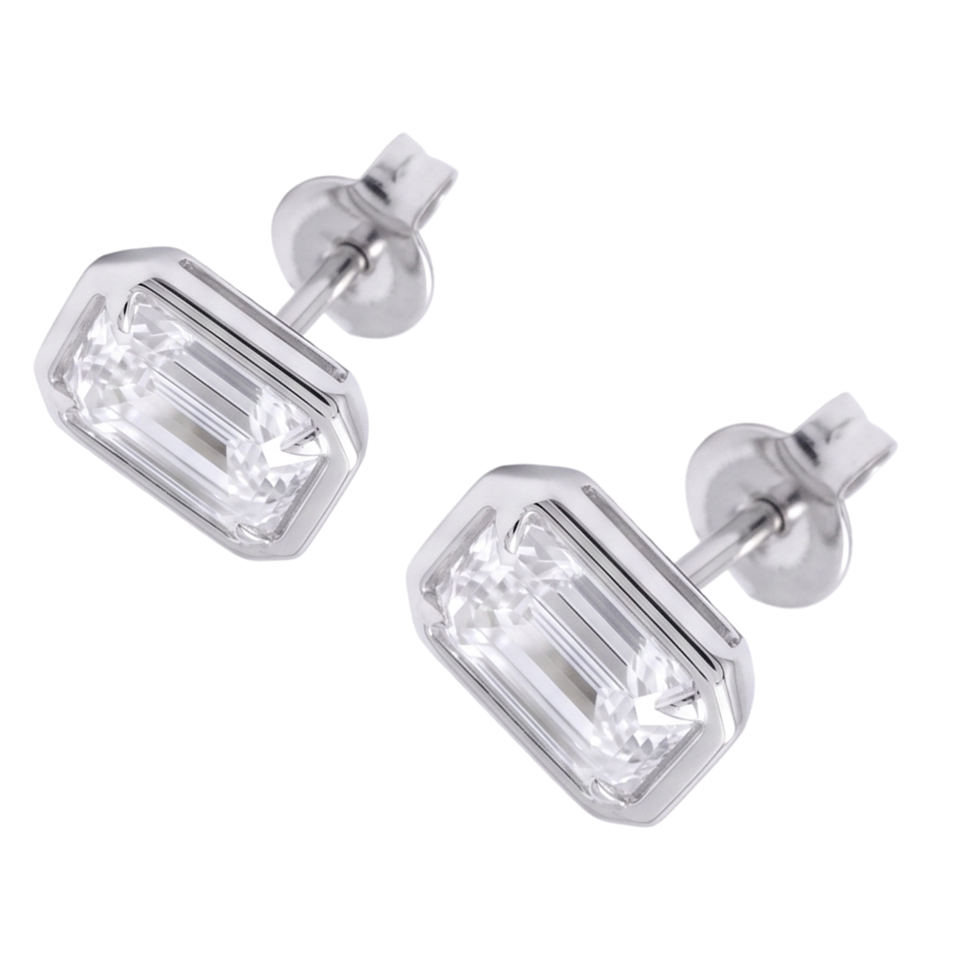 Emerald Cut 1.50 Carats Women Stud Lab Grown Diamonds 14K Earring White Gold