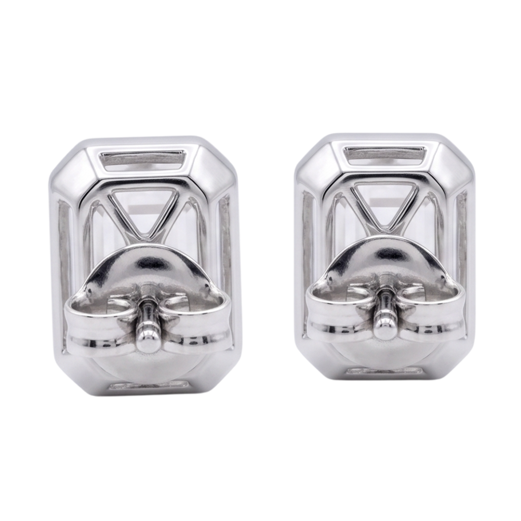 Emerald Cut 1.50 Carats Women Stud Lab Grown Diamonds 14K Earring White Gold