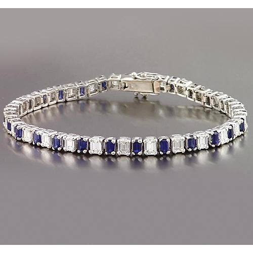 Emerald IGI CERTIFIED Diamond Ceylon Color Sapphire Tennis Bracelet Prong Set