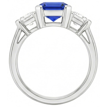 Engagement 3 Stone Natural Earth Mined Diamond Ring Asscher Sri Lankan Sapphire 2 Carats