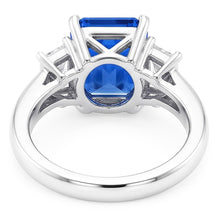 Engagement 3 Stone Radiant Sapphire Ring 3 Carats Emerald Natural Earth Mined Diamonds
