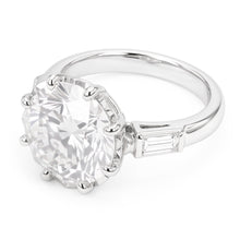 Engagement 3 Stone Ring Baguette Old Miner Round Natural Earth Mined Diamonds 3.75 Carats