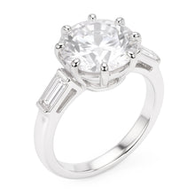 Engagement 3 Stone Ring Baguette Old Miner Round Natural Earth Mined Diamonds 3.75 Carats