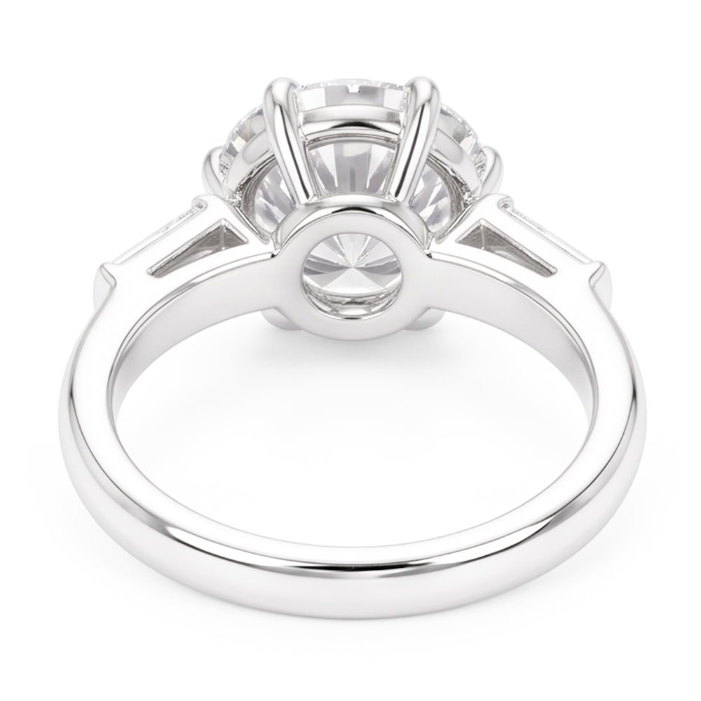 Engagement 3 Stone Ring Baguette Old Miner Round Natural Earth Mined Diamonds 3.75 Carats