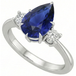 Natural Sapphire Ring 4ct - White Gold 14K