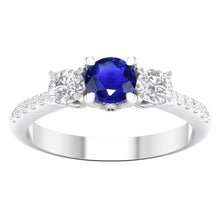 Engagement 3 Stone Style Natural Earth Mined Diamond Ring Round Sapphire 4.50 Carats