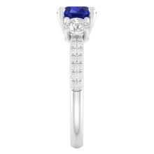 Engagement 3 Stone Style Natural Earth Mined Diamond Ring Round Sapphire 4.50 Carats