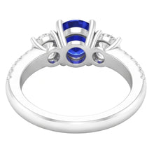 Engagement 3 Stone Style Natural Earth Mined Diamond Ring Round Sapphire 4.50 Carats